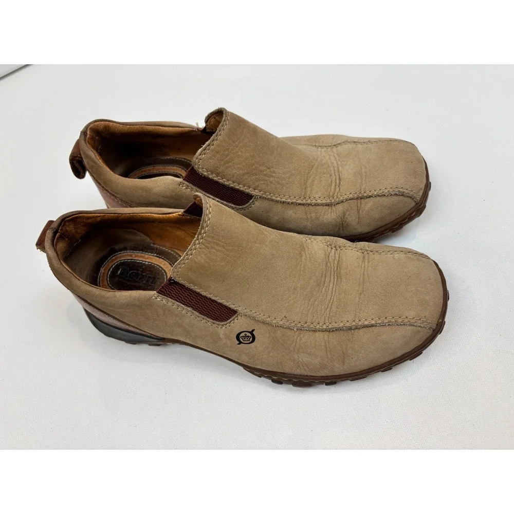 Born Mens Slip On Loafers Tan Brown Leather Casual Walking Shoes M1198 8.5